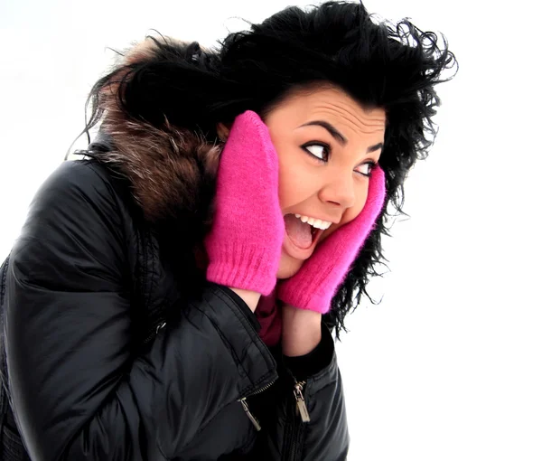 Krásné kavkazské zimní dívka — Stock fotografie