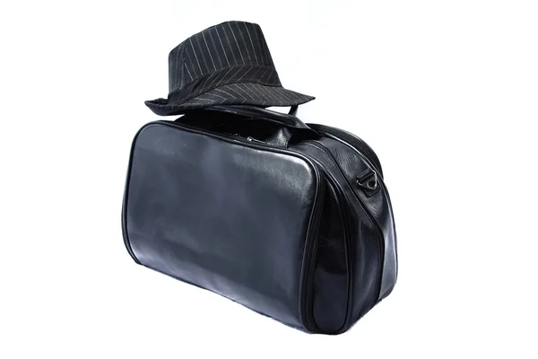 Bolsa de homem com chapéu de andarilho — Fotografia de Stock