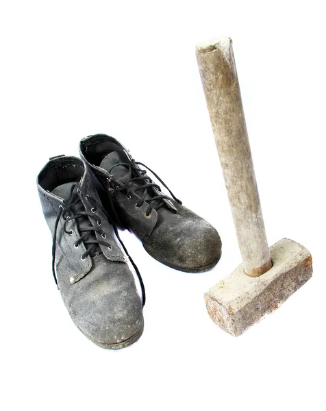 Ζευγάρι παλιά βρώμικο μια μπότα — Φωτογραφία Αρχείου