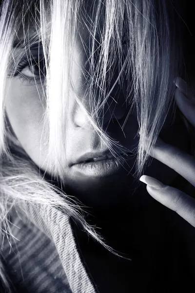 Portret smutny blond kobieta — Zdjęcie stockowe
