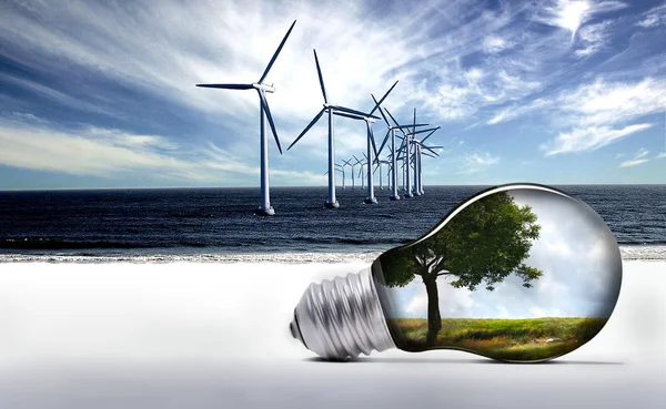 Windmills and bulb — Stock Photo, Image
