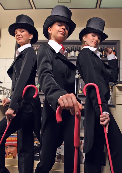 stock image Young attracive tap dancer in cafe