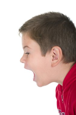 Boy loudly shouts clipart