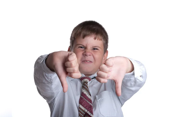 Ręce chłopca pokazuje niezadowolenie — Zdjęcie stockowe