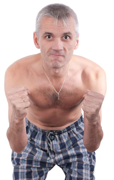 圧縮の拳で感情的な男 — ストック写真