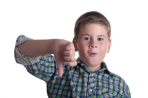 El chico señala un dedo —  Fotos de Stock