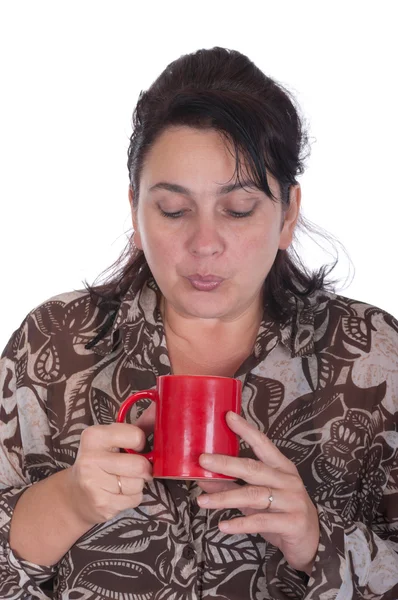 The woman with a cup — Stock Photo, Image