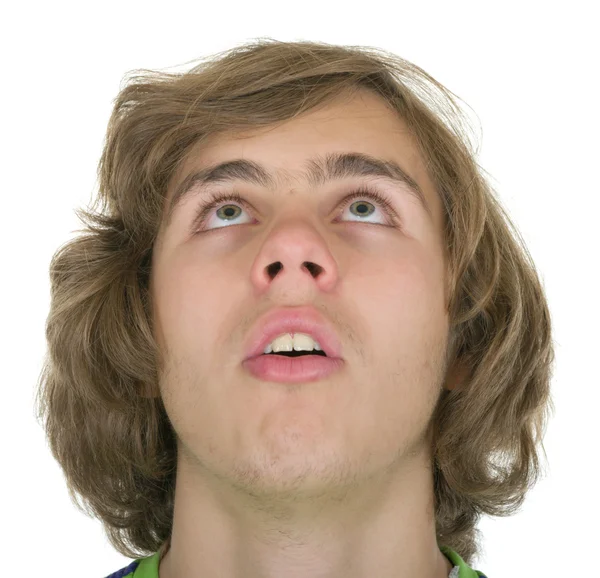 Teenager looks upwards — Stock Photo, Image