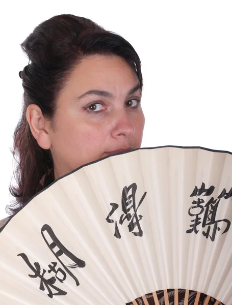 The woman with a fan Stock Picture