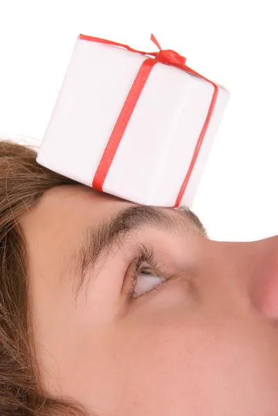 Gift on forehead of teenager — Stock Photo, Image