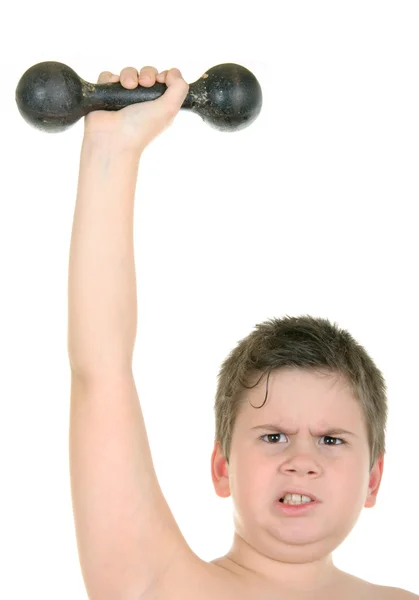 Liten pojke gör gymnastik — Stockfoto