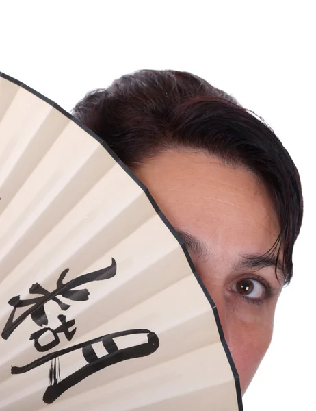 Woman with a fan Stock Photo