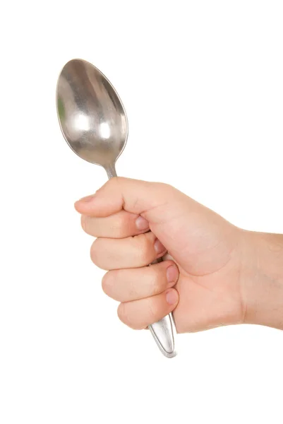 Mano sostiene cuchara — Foto de Stock