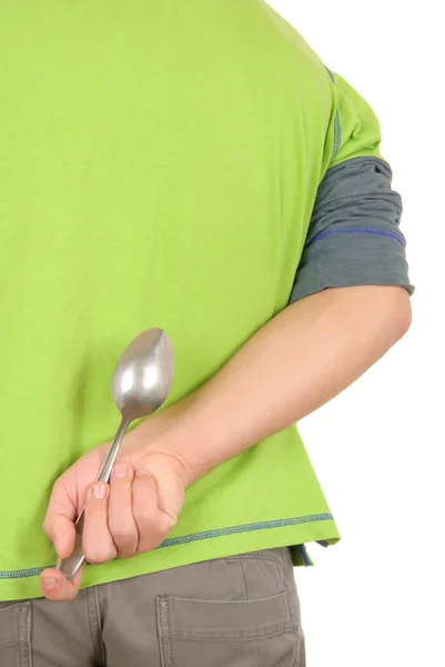 Genç spoon gizler — Stok fotoğraf