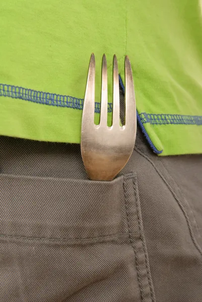 Tenedor se encuentra en el bolsillo — Foto de Stock