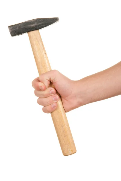 Mano sostiene martillo — Foto de Stock