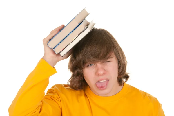 Dissatisfied teenager with book — Stock Photo, Image
