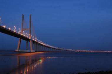 Vasco da Gama Bridge over River Tagus in clipart