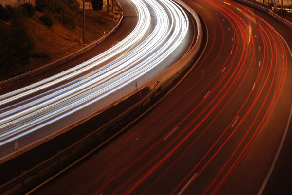 Freeway traffic on the city (car blur mo