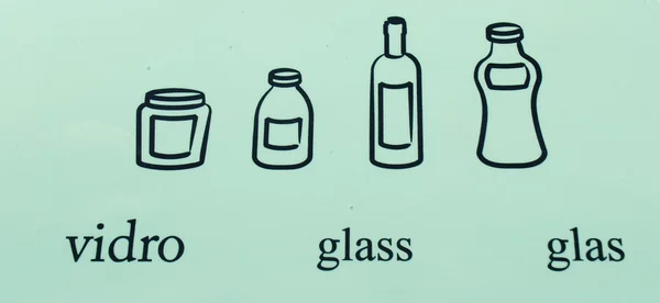 Szkło recykling symbole w różnych langu — Zdjęcie stockowe