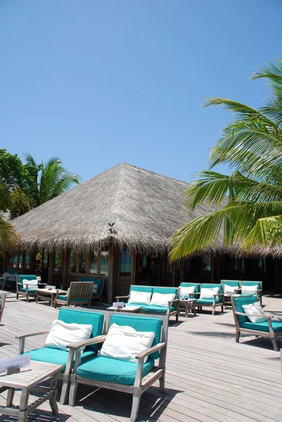 Bela praia vista restaurante em Maldi — Fotografia de Stock
