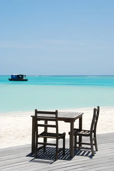 Όμορφη παραλία μπαρ θέα στις Μαλδίβες — Φωτογραφία Αρχείου