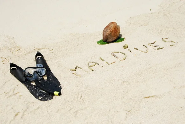 Мальдіви концепції з кокосової фрукти і — стокове фото