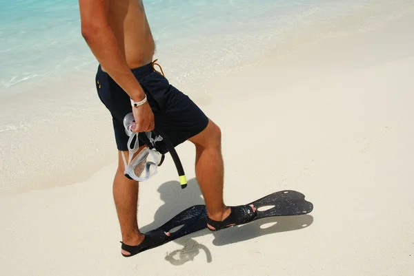 Giovane pronto per fare snorkeling — Foto Stock