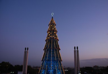 Beautiful tall Christmas tree in Lisbon clipart