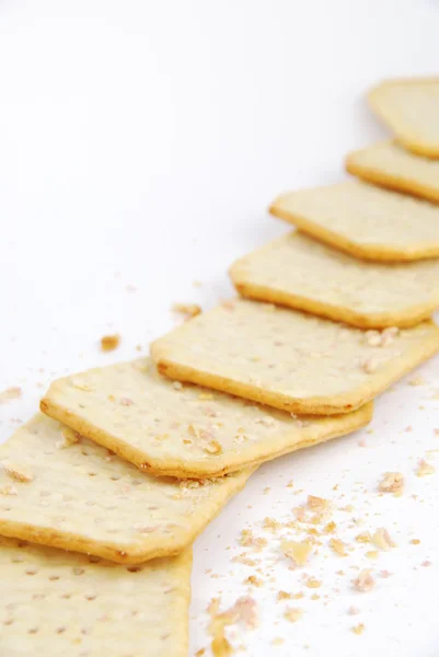 Bunch of rectangular cheese crackers — Stock Photo, Image