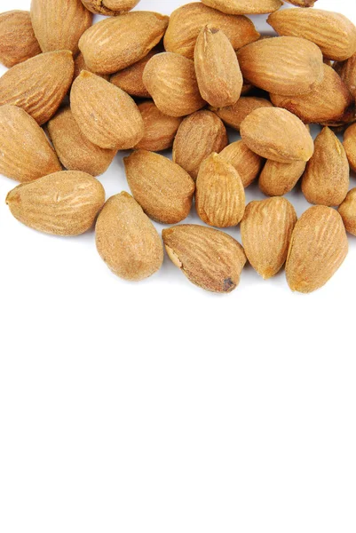 Almond nuts on white — Stock Photo, Image