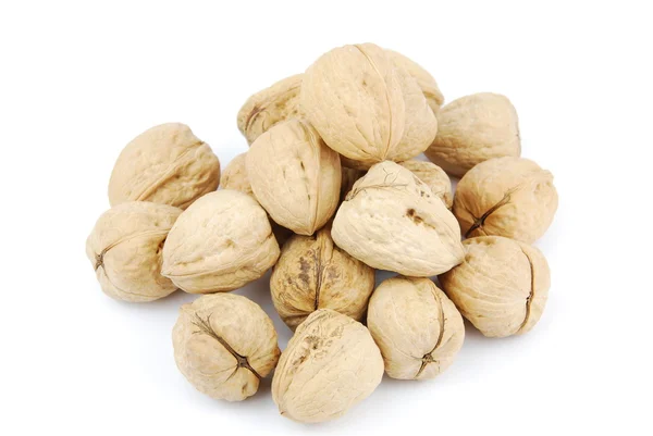 Pile of walnuts on white — Stock Photo, Image