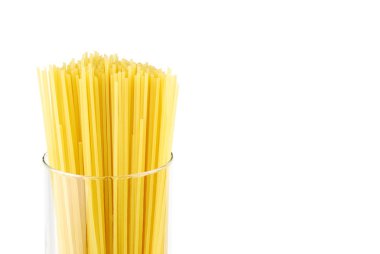 Spaghetti pasta on a glass container clipart