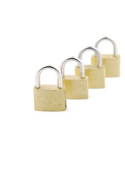 Golden closed padlocks on white clipart