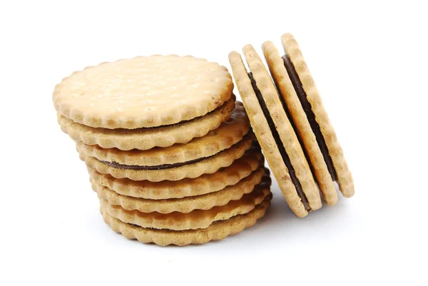 Cioccolato biscotti stack su bianco — Foto Stock