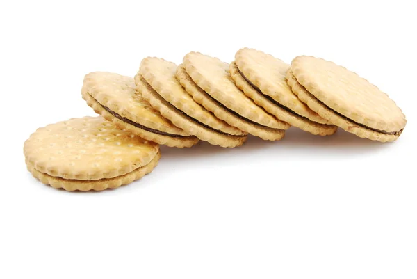Chocolate cookies on white — Stock Photo, Image