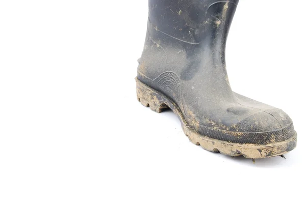Black rubber boot on white — Stock Photo, Image