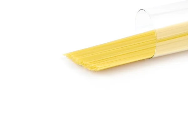 Spaghetti pasta on a glass container — Stock Photo, Image