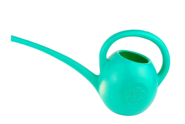 Green plastic watering can — Stock Photo, Image