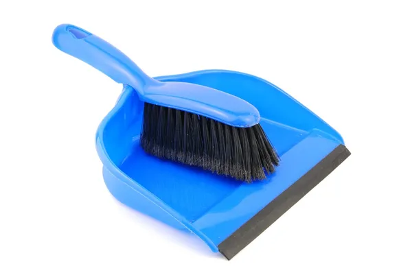 Dustpan and brush on white — Stock Photo, Image