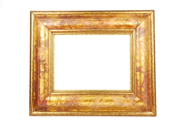 Goldener Fotorahmen auf Weiß — Stockfoto