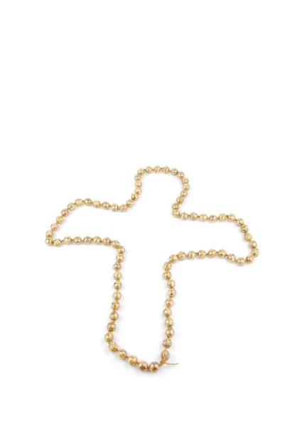 Crocifisso collana di perle su bianco — Foto Stock