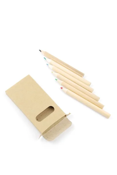 Colour pencils and pencil case — Stock Photo, Image