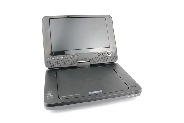 Black portable DVD player on white — Stock Photo, Image