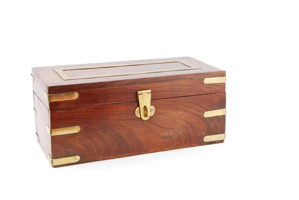 Wooden chest on white Stock Picture