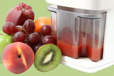 Fresh fruits and juicer clipart