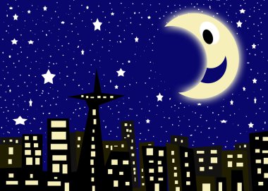 Starry city night clipart