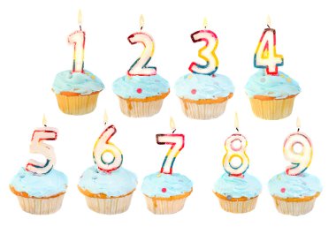 Birthday cupcake birthday set clipart