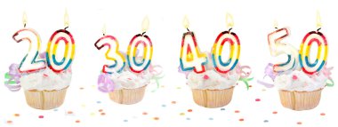 Birthday number cupcakes banner clipart