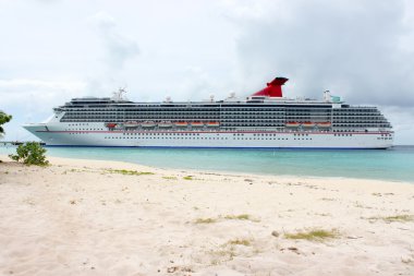 Tropical ship and beach clipart